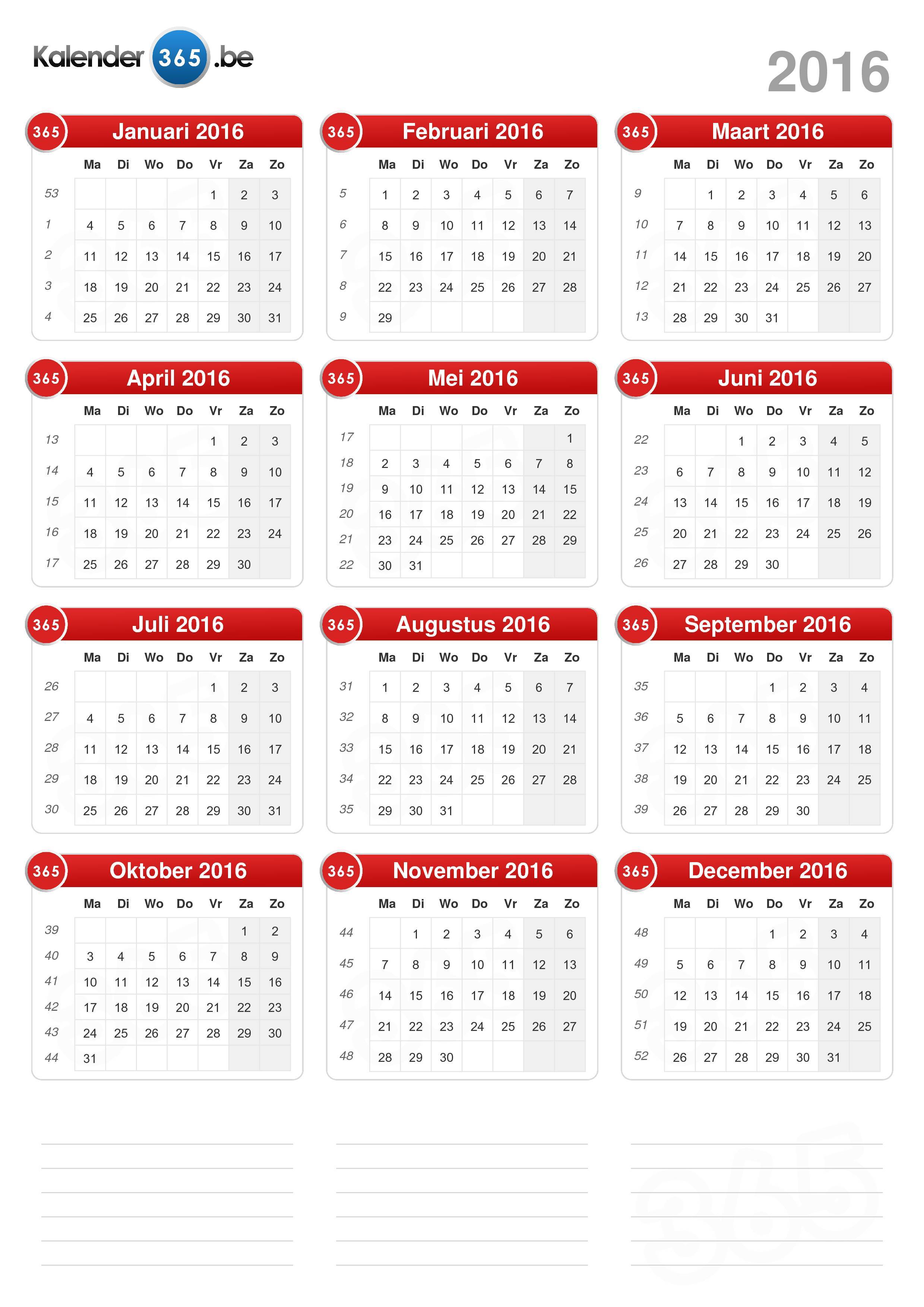 belasting majoor ga winkelen Kalender 2016